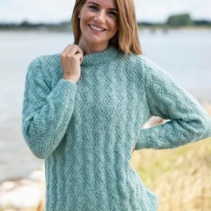 Sweater med ret- og vrangmønster i Kid Silk